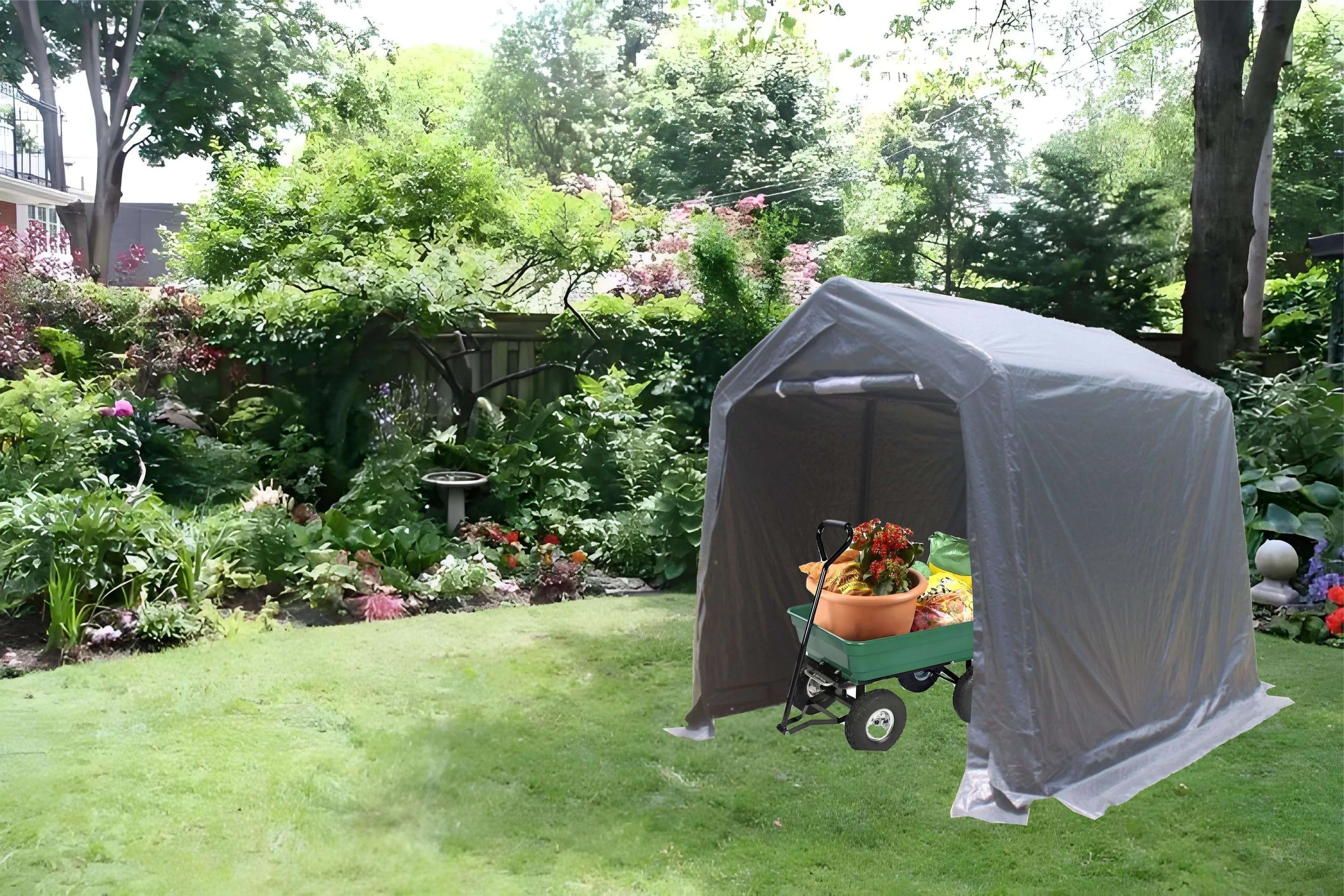 7x8 ft Outdoor Portable Gazebo Storage Shelter Shed with 2 Roll