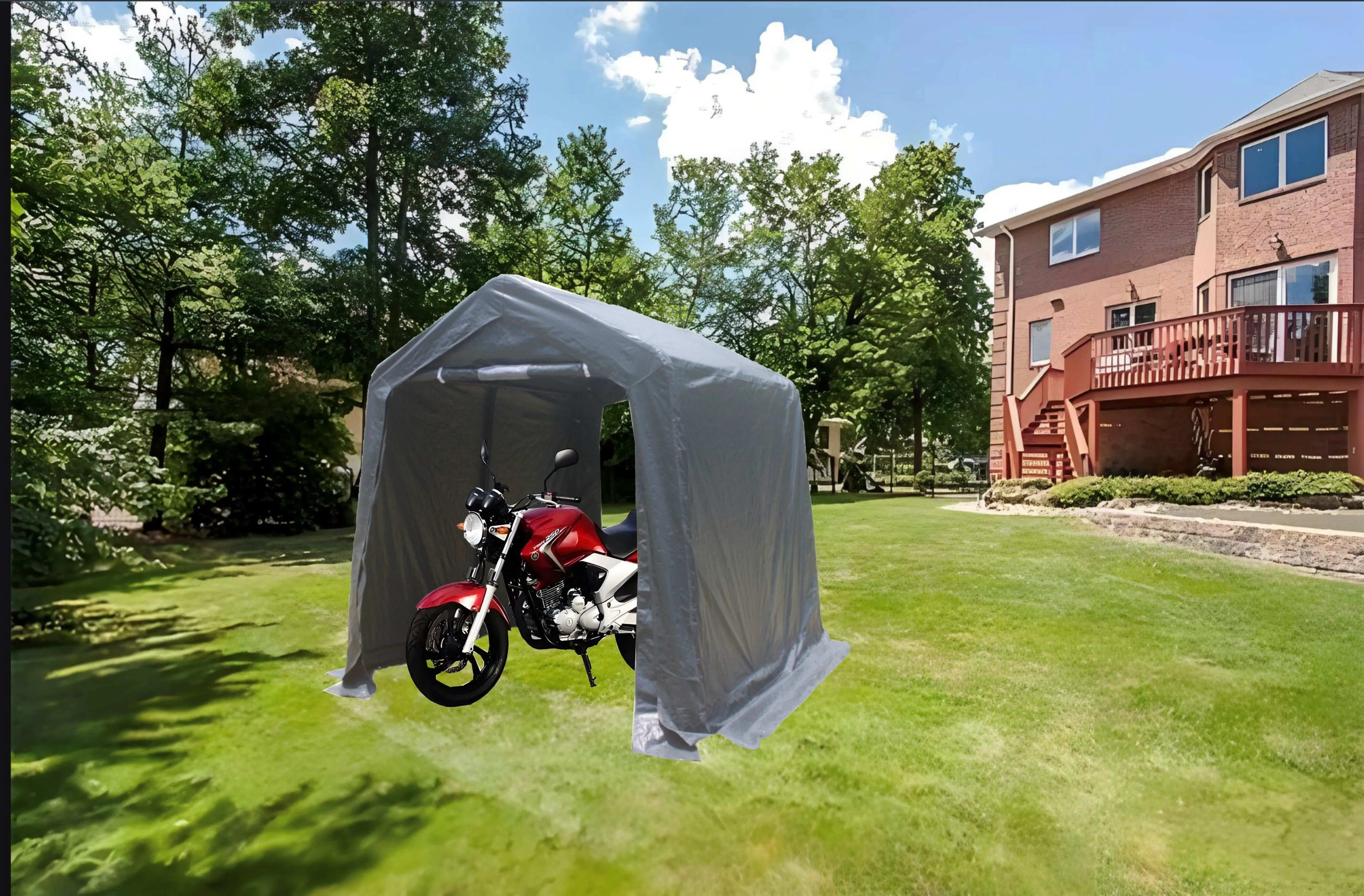 7x8 ft Outdoor Portable Gazebo Storage Shelter Shed with 2 Roll