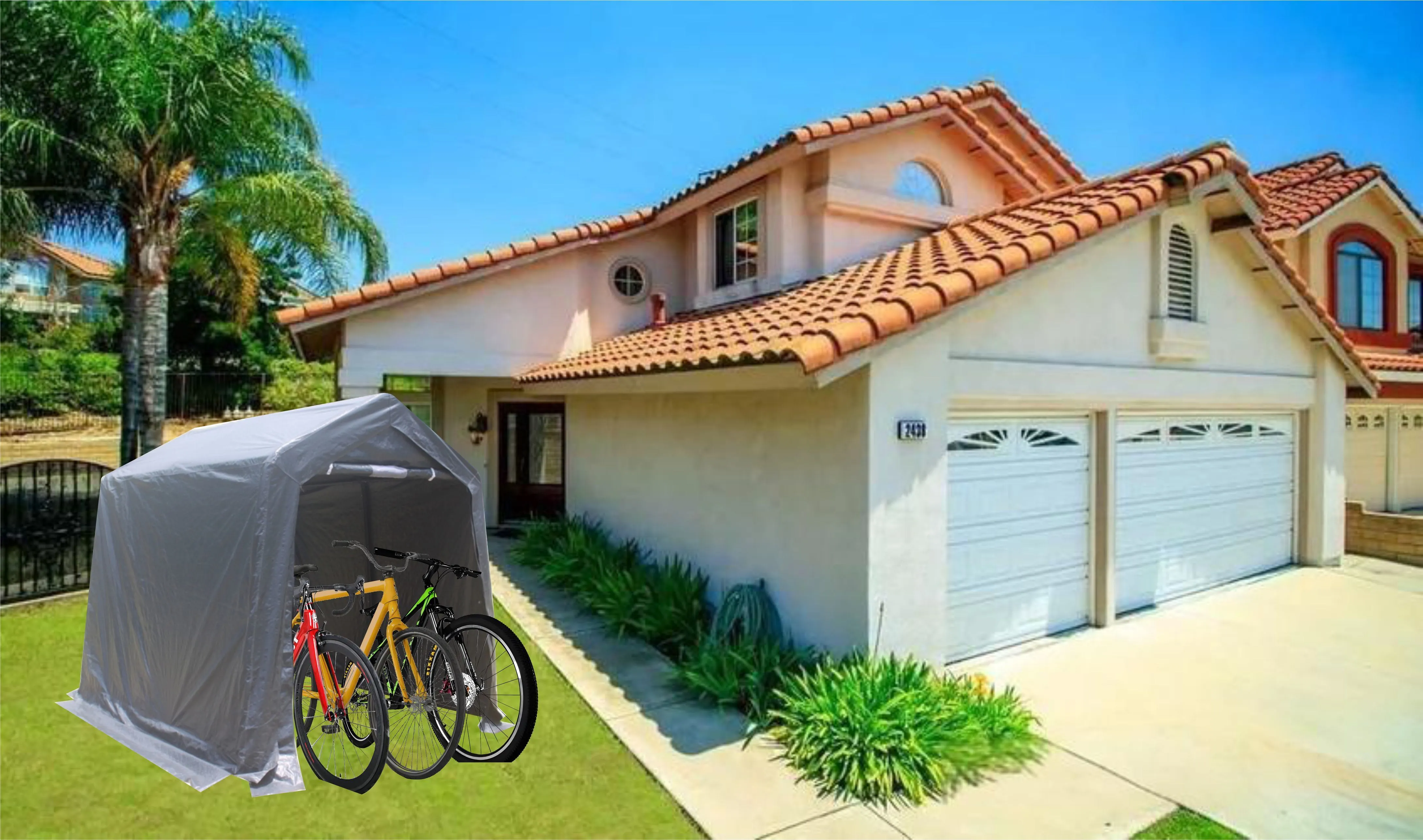 7x8 ft Outdoor Portable Gazebo Storage Shelter Shed with 2 Roll