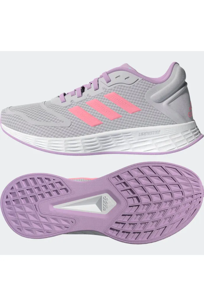 Adidas Girls Duramo 10 k Lace Up Sneaker in Grey/Pink/Purple