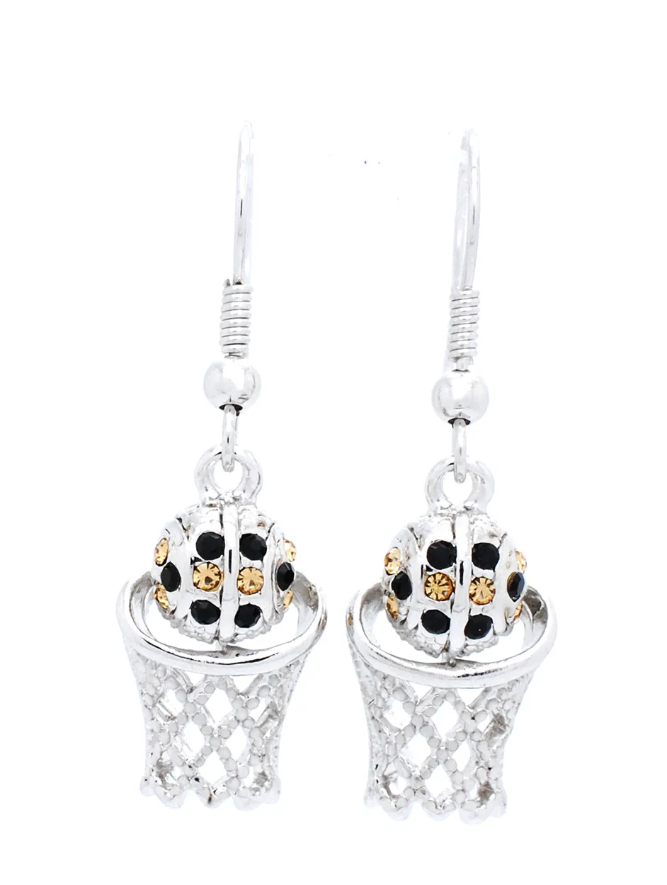 Basketball Earrings DANGLE - Black/Lt Gold