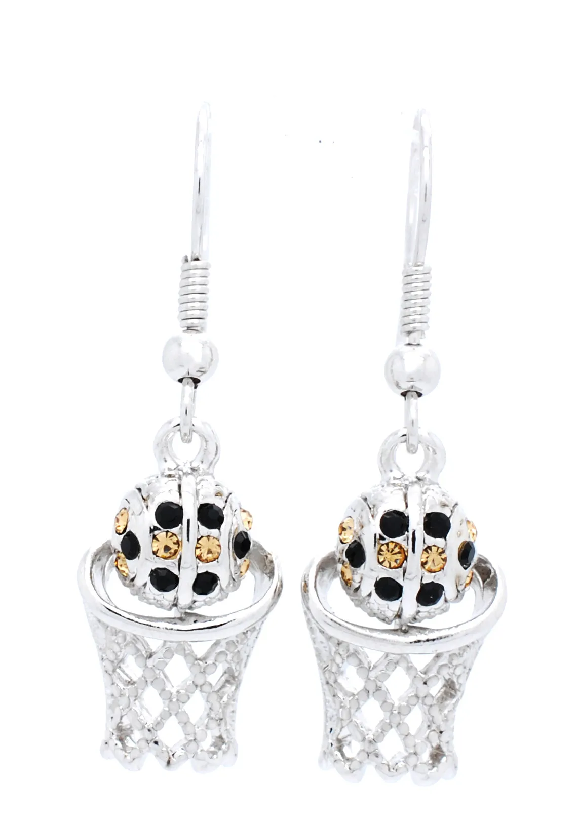 Basketball Earrings DANGLE - Black/Lt Gold