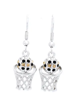 Basketball Earrings DANGLE - Black/Lt Gold