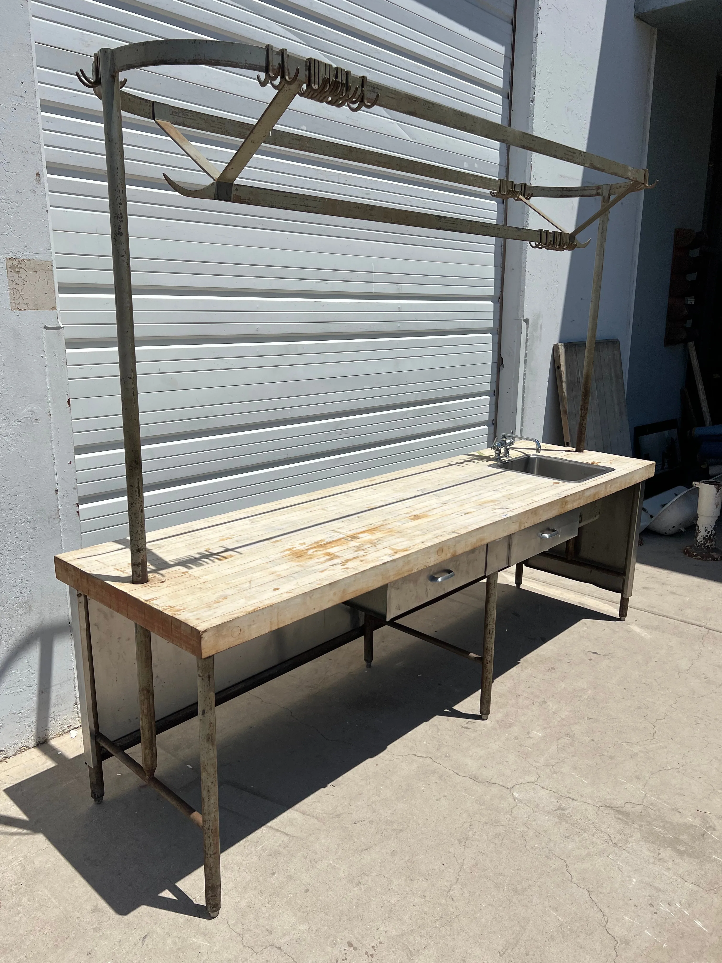 Butcher's Table / Island with Pot Rack
