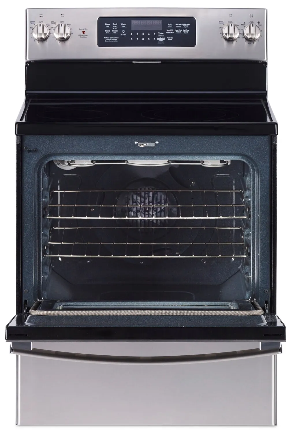 GE 5 Cu. Ft. Freestanding Electric Range with No-Preheat Air Fry - JCB830STSS
