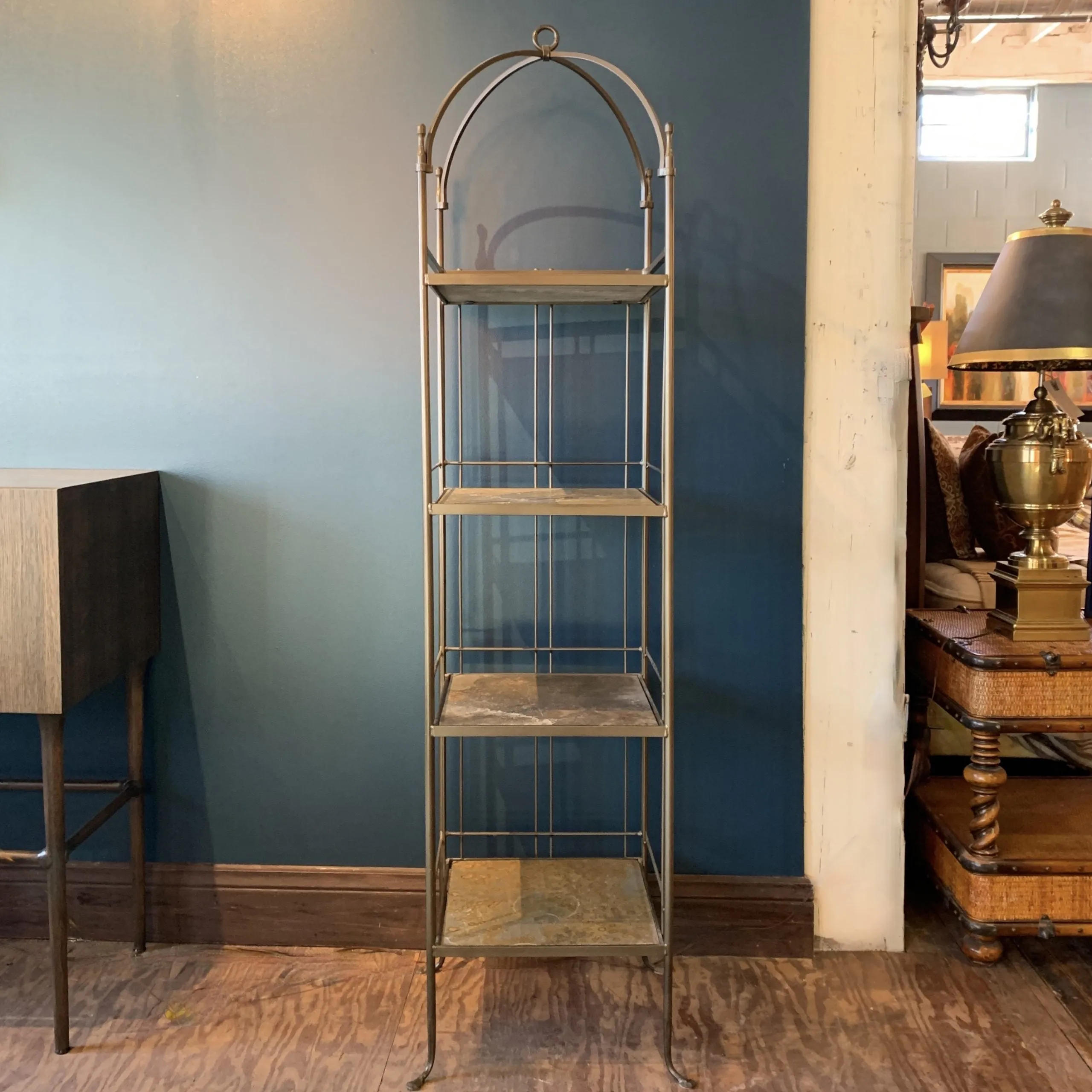 Monarch Rack, Four Tiered, Steel Frame, Slate Stone Shelves