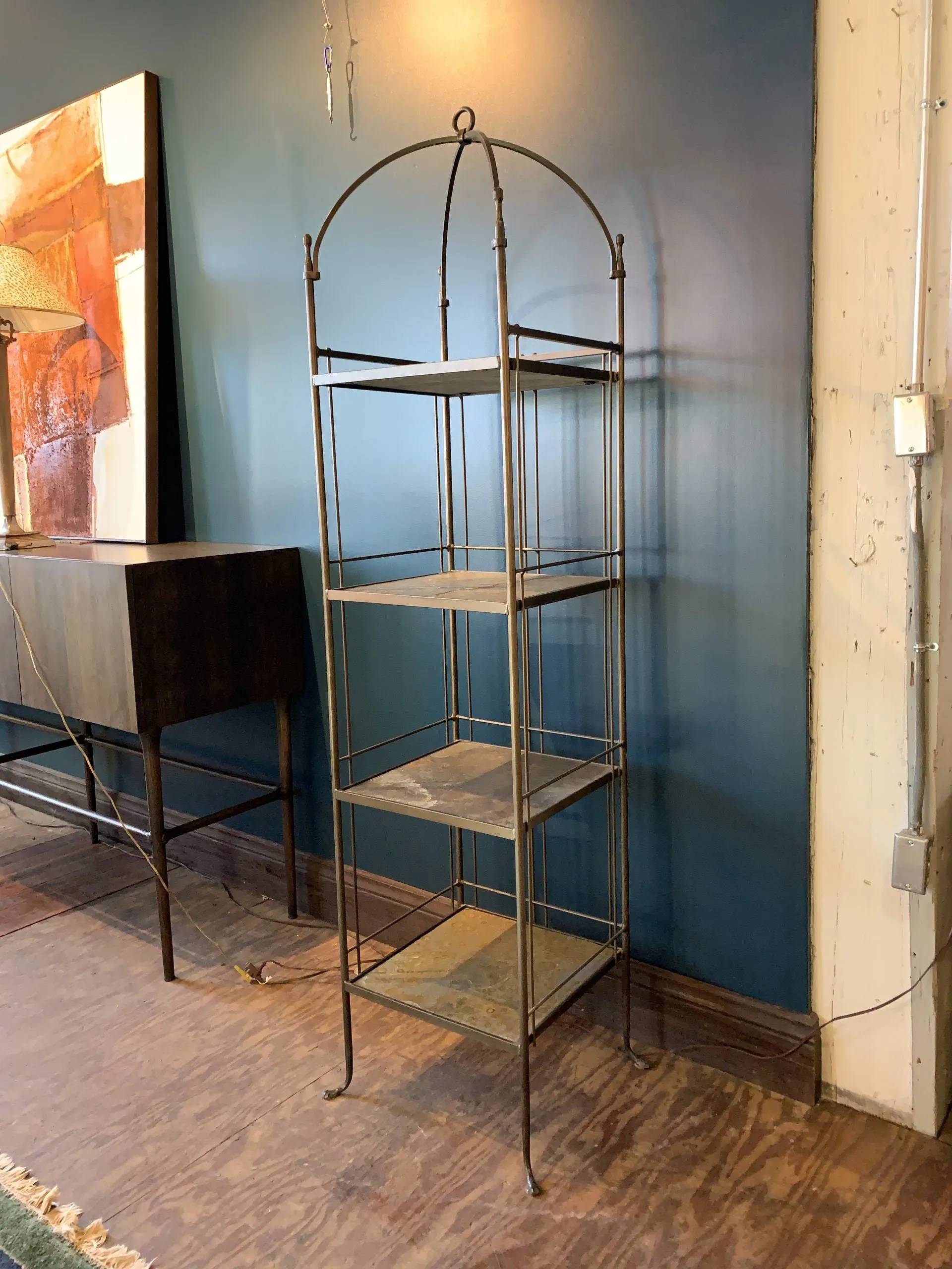 Monarch Rack, Four Tiered, Steel Frame, Slate Stone Shelves