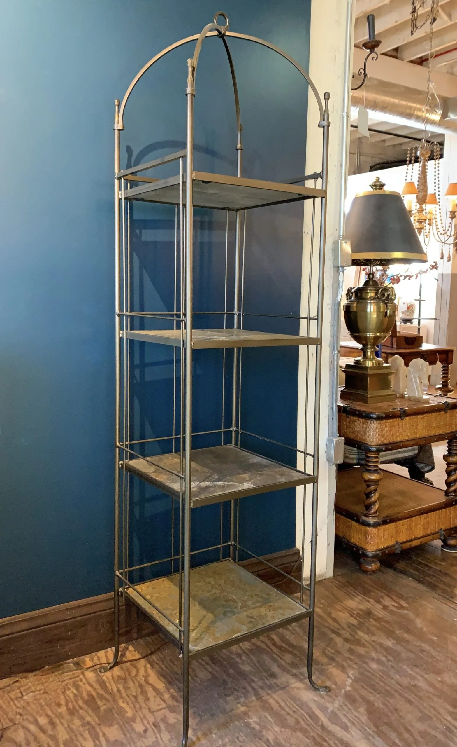 Monarch Rack, Four Tiered, Steel Frame, Slate Stone Shelves