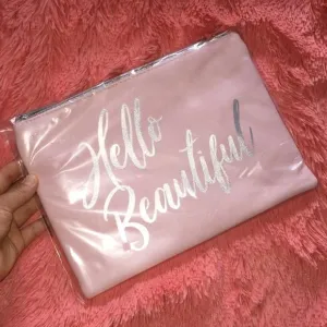 Pink "Hello Beautiful" Makeup Pouch