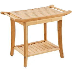 VEVOR Bamboo Shower Bench 24 x 13.8 x 18.9 in Shower Stool Chair